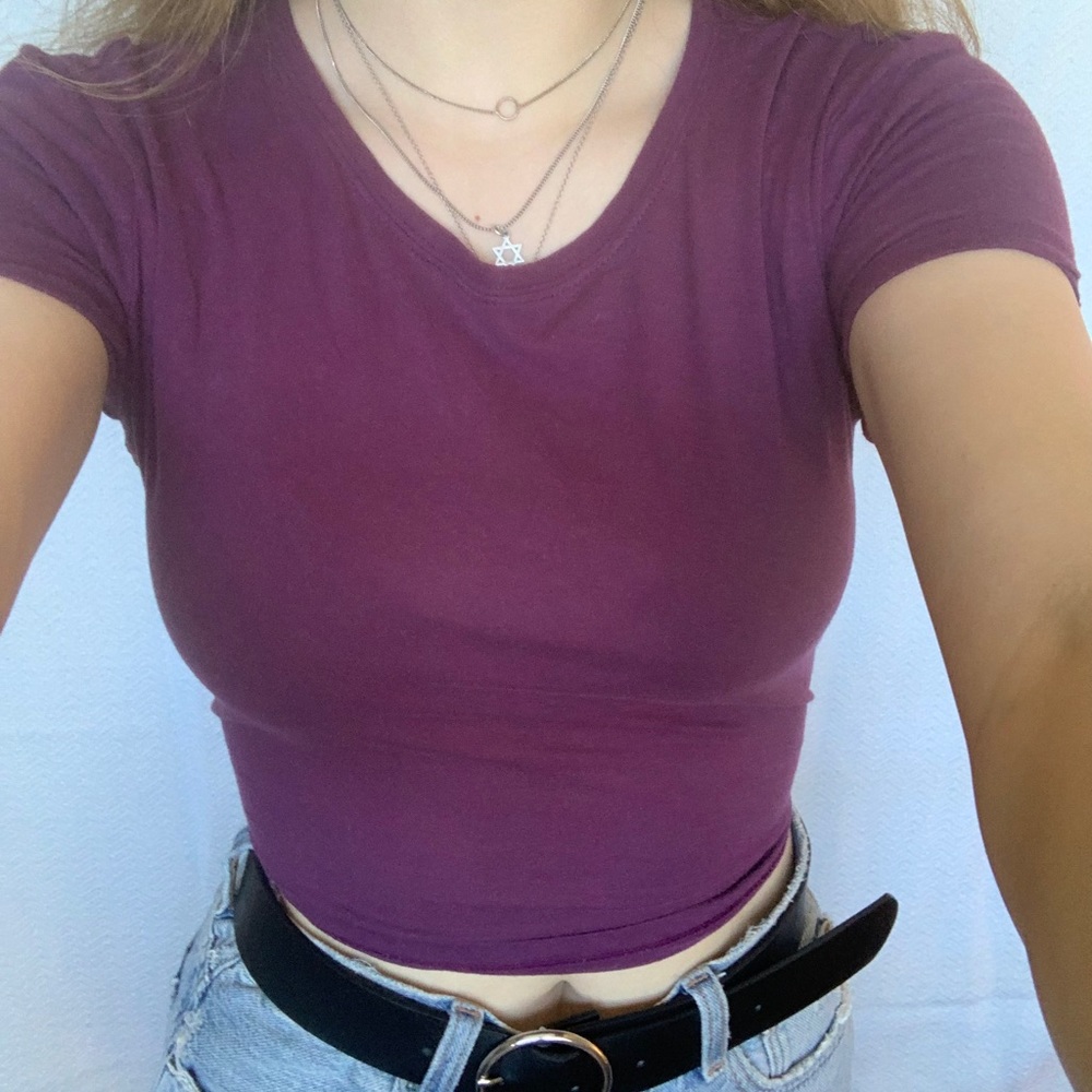 pacsun purple basic crop top
